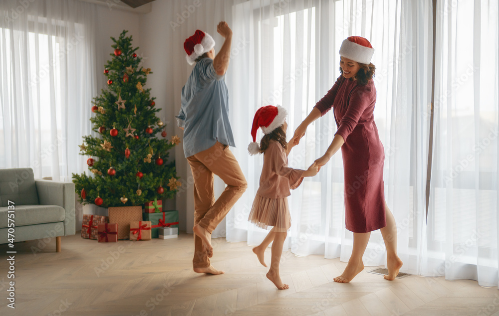 family celebrating Christmas