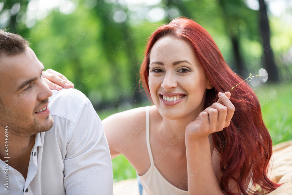 Young couple on a date in the park