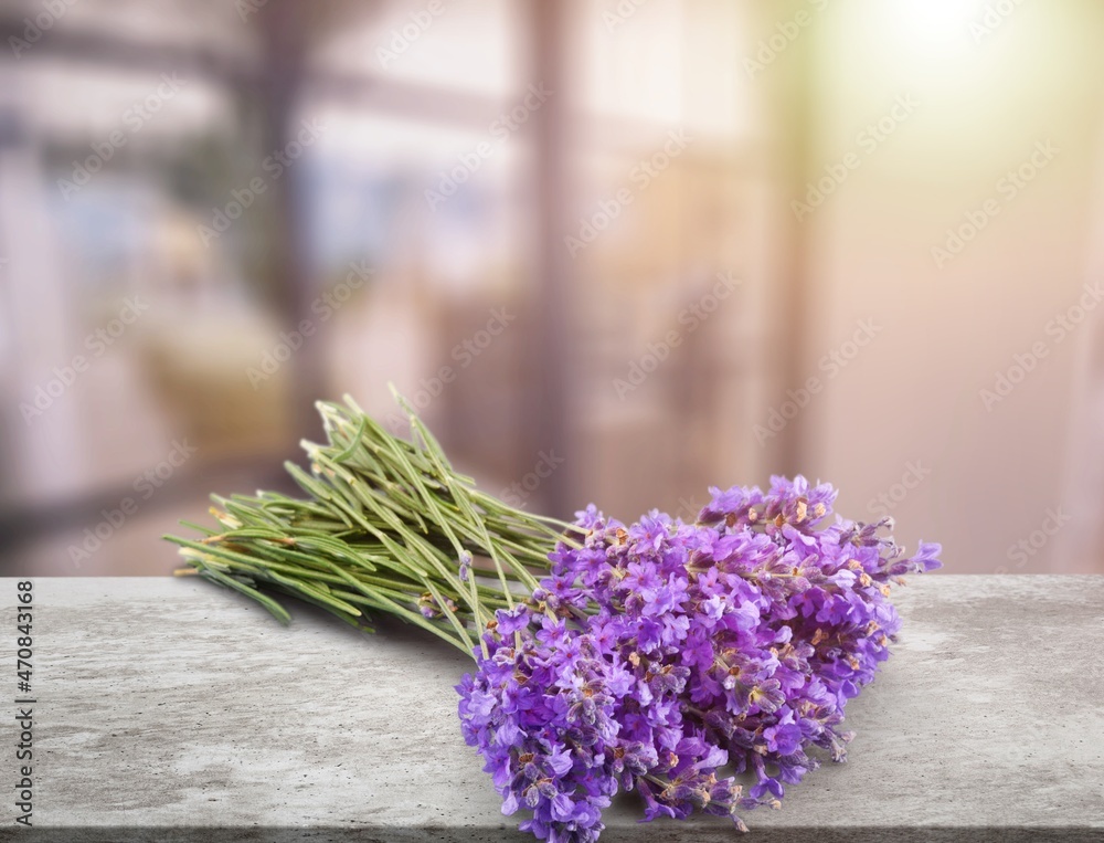 Fresh aroma Lavender flowers on the desk