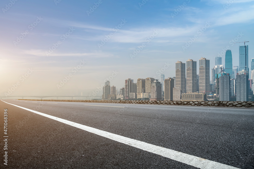 道路地面与城市建筑景观