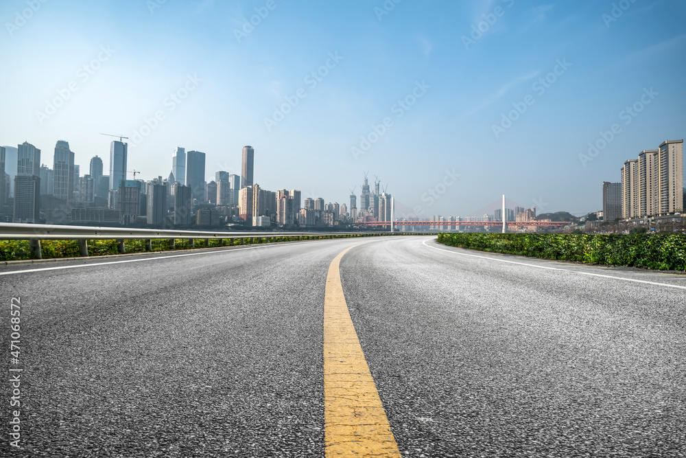 道路地面与城市建筑景观