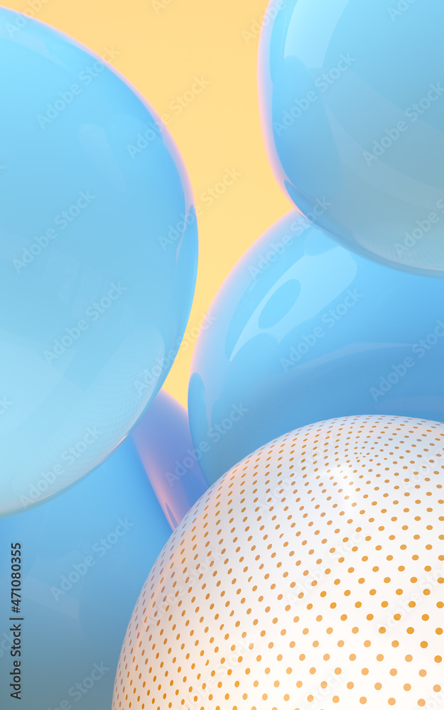 Bouncy and abstract balls, 3d rendering.