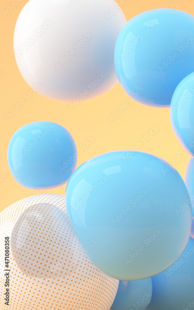 Bouncy and abstract balls, 3d rendering.