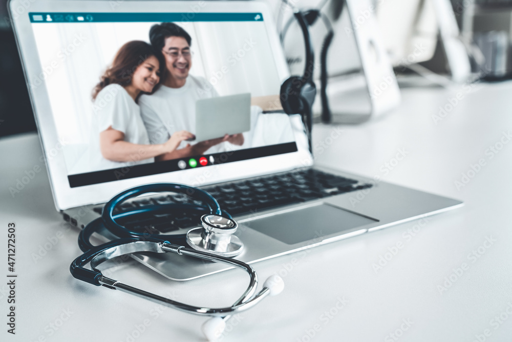 Telemedicine service online video call for doctor to actively chat with patient via remote healthcar