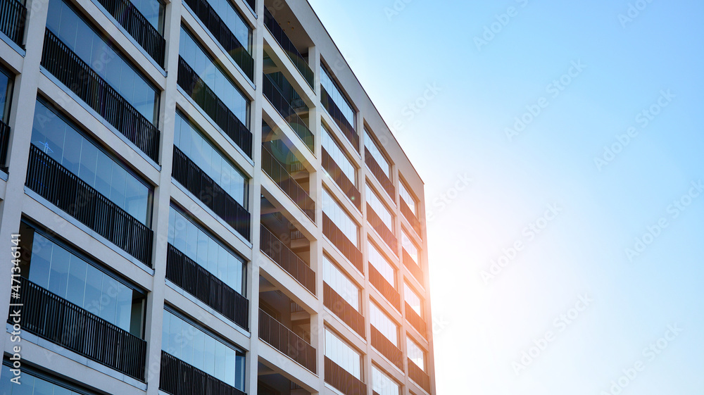 Abstract fragment of contemporary architecture. Residential area in the city, modern apartment build