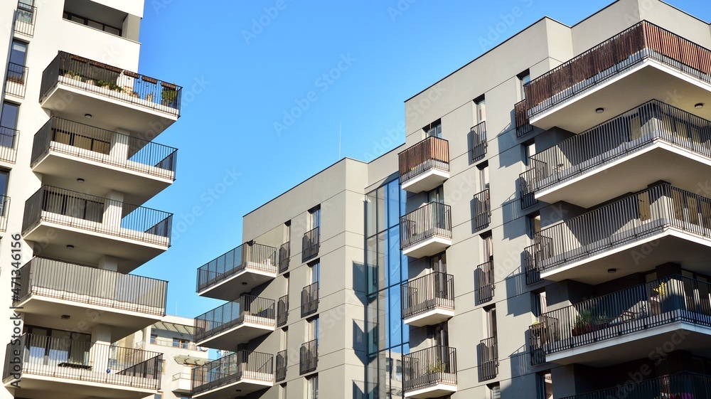 Abstract fragment of contemporary architecture. Residential area in the city, modern apartment build