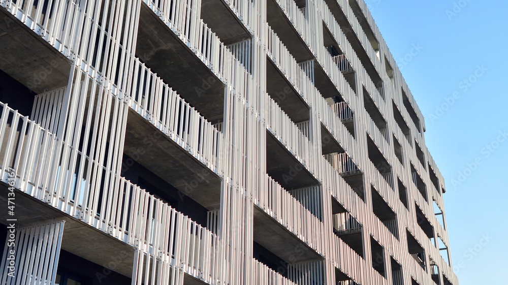 Abstract fragment of contemporary architecture. Residential area in the city, modern apartment build