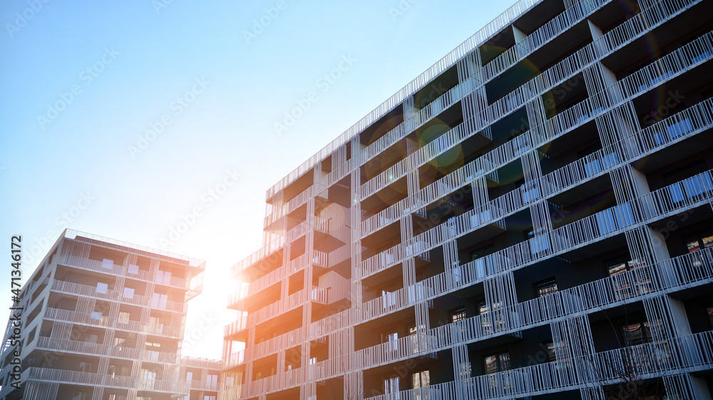 Abstract fragment of contemporary architecture. Residential area in the city, modern apartment build