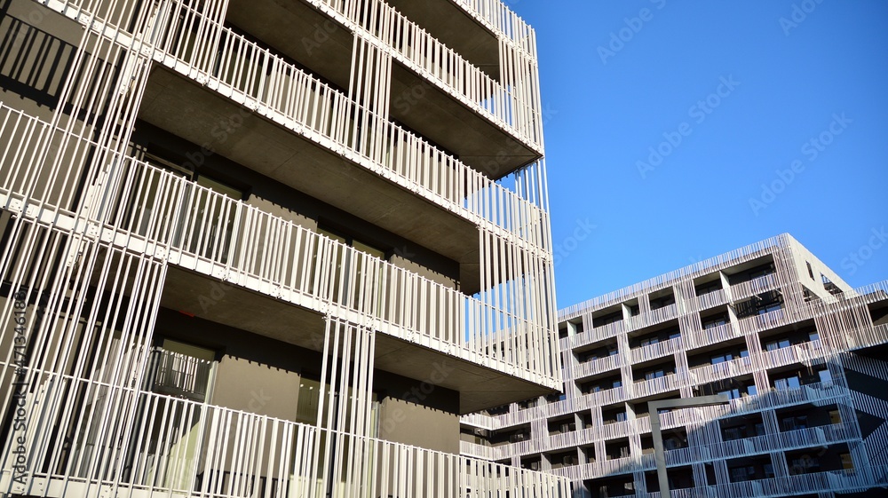 Abstract fragment of contemporary architecture. Residential area in the city, modern apartment build