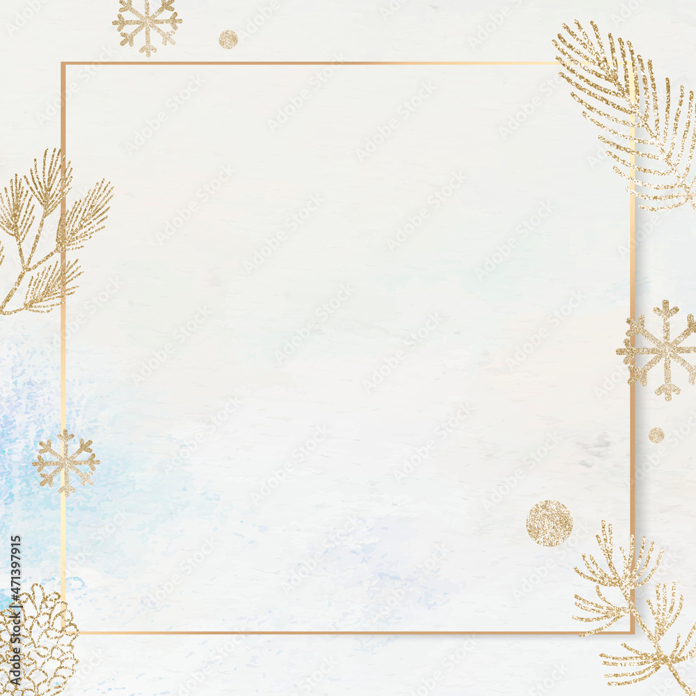 Shimmery winter gold frame vector