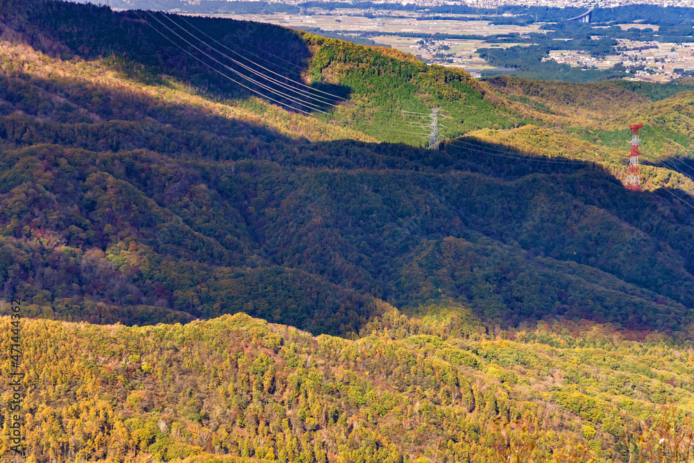 赤城山から見る紅葉した山の景色