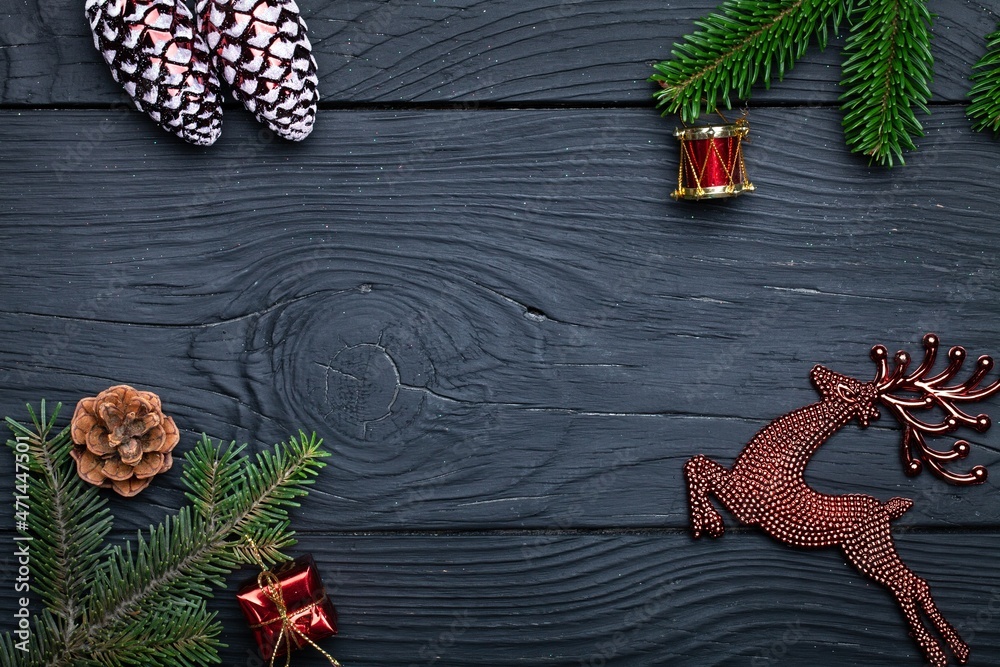 Christmas decoration  object on dark wooden background