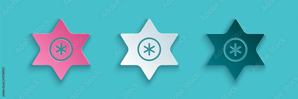 Paper cut Falling star icon isolated on blue background. Meteoroid, meteorite, comet, asteroid, star