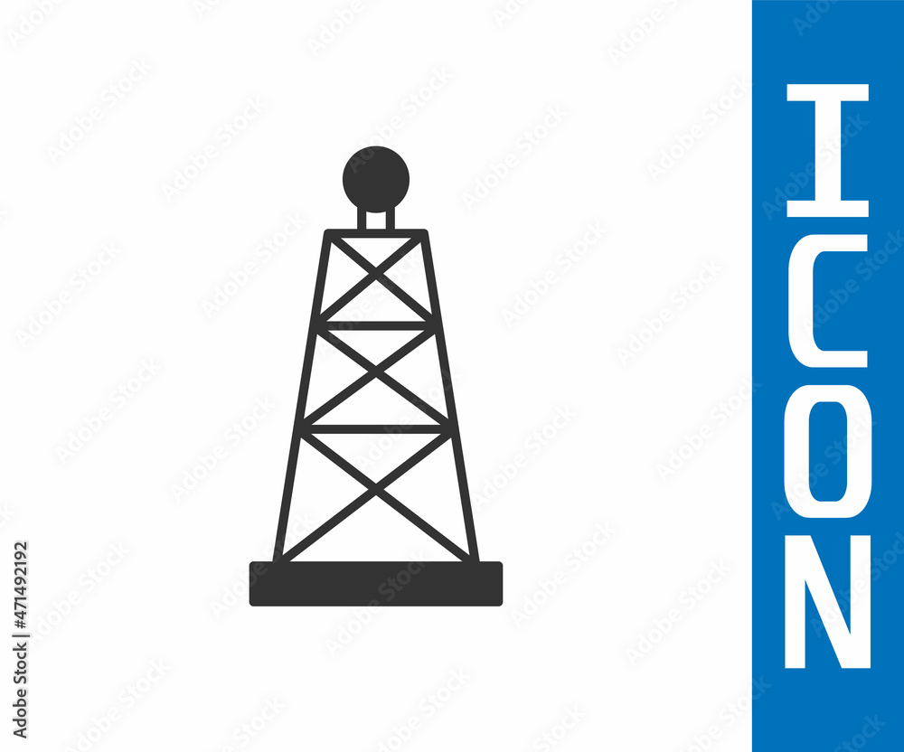 Grey Oil rig icon isolated on white background. Gas tower. Industrial object. Vector