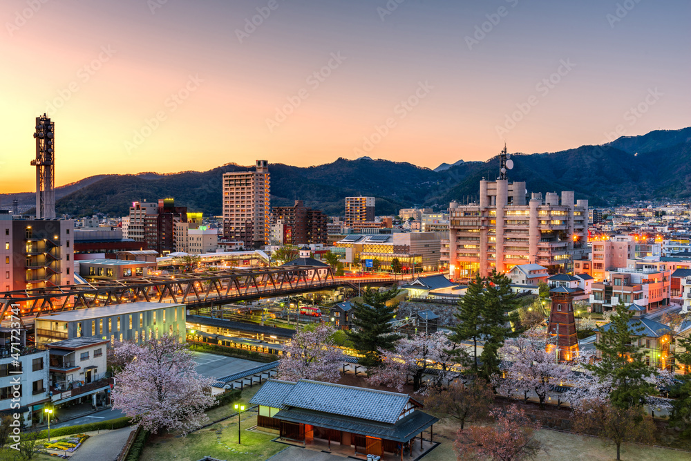 Kofu, Yamanashi, Japan Downtown Cityscape at Dusk