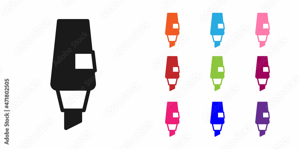 Black Marker pen icon isolated on white background. Set icons colorful. Vector