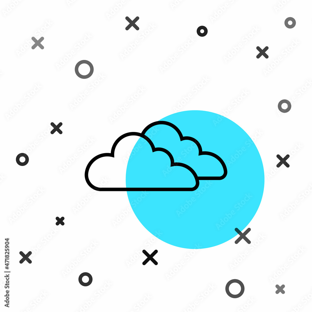 Black line Cloud icon isolated on white background. Random dynamic shapes. Vector