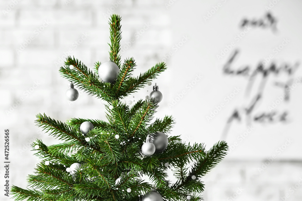 Beautiful decorated Christmas tree indoors, closeup