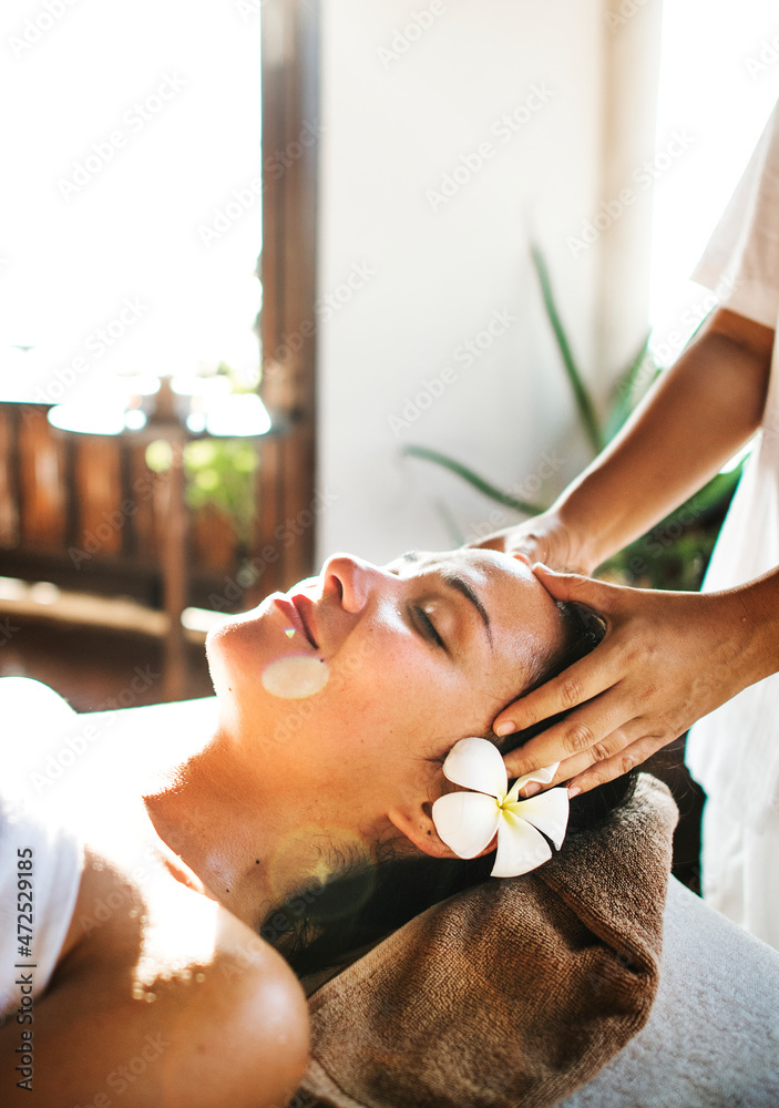 Woman relaxing from a spa treatment