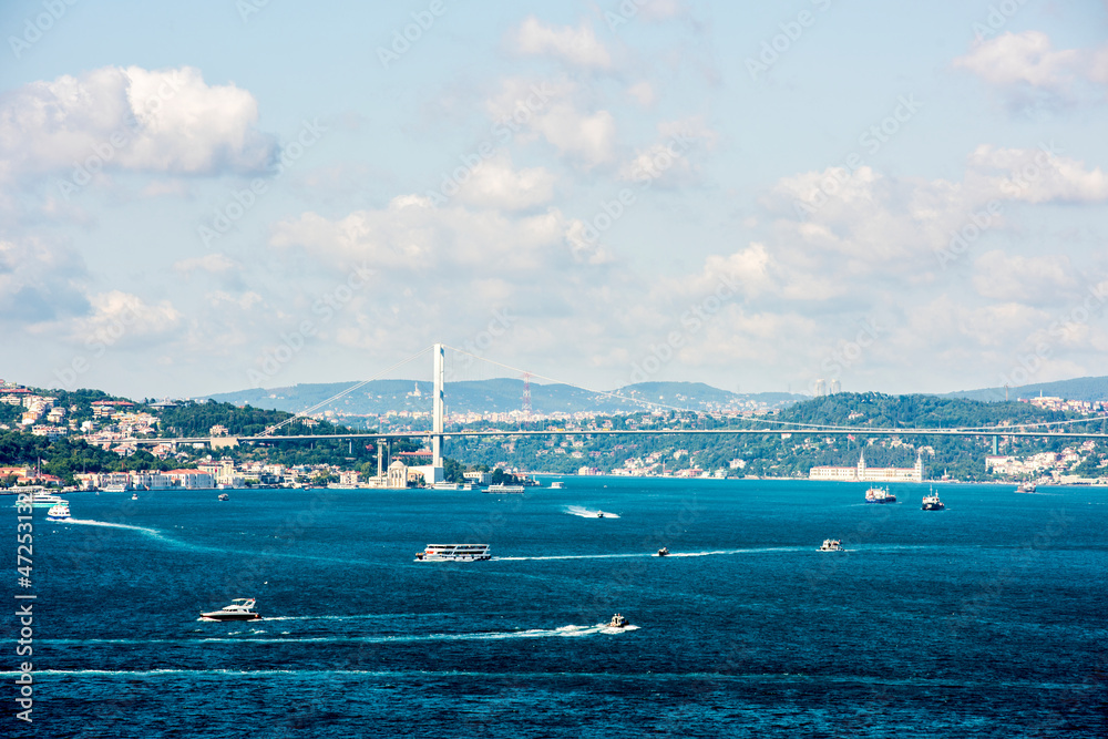 Istanbul's ocean scene with cruise ship