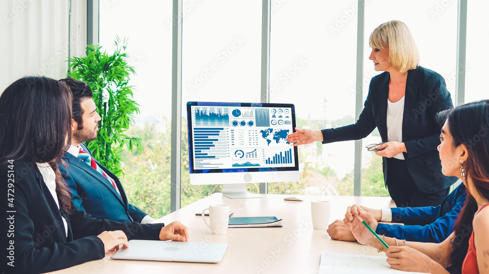 Business data dashboard analysis by ingenious computer software . Investment application display bus