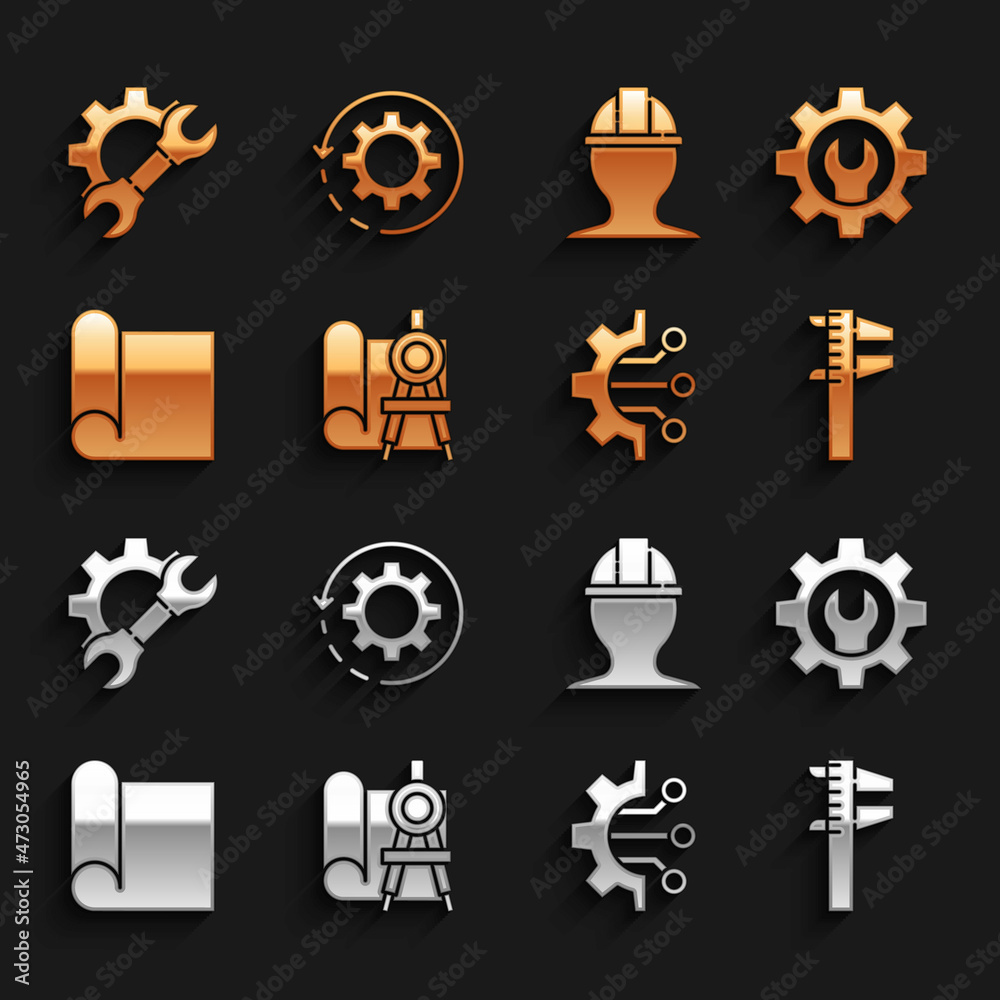 Set Graphing paper and compass, Wrench spanner gear, Calliper or caliper scale, Algorithm, for engin