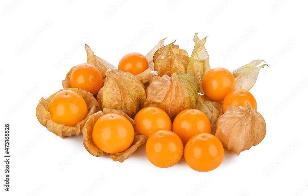 Cape gooseberry (physalis) isolated on white background.