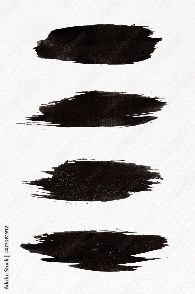 Abstract black brush stroke set vector