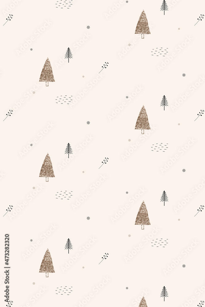 Christmas elements seamless pattern vector