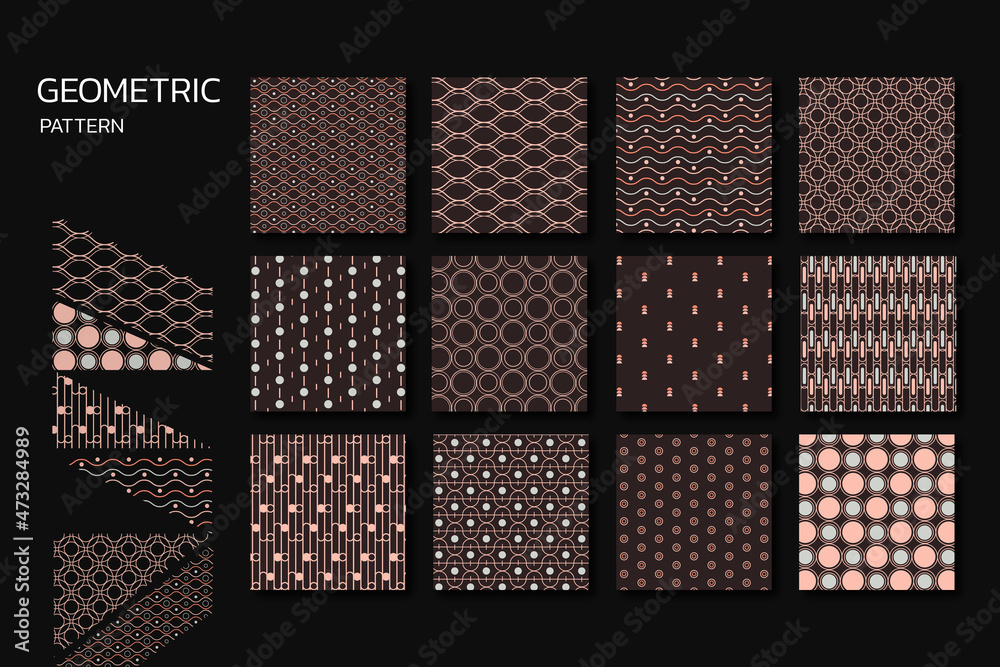 Seamless geometric pattern vector set