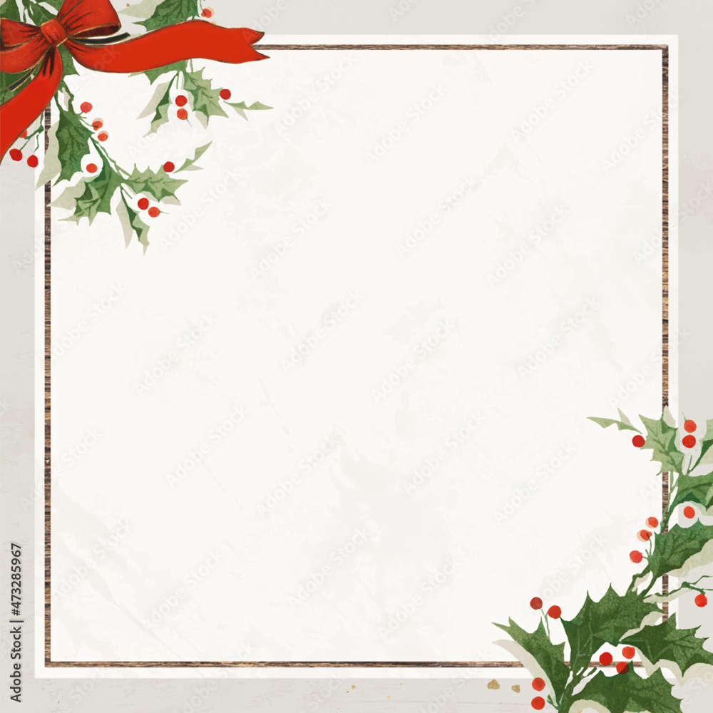 Blank festive square Christmas social ads template vector