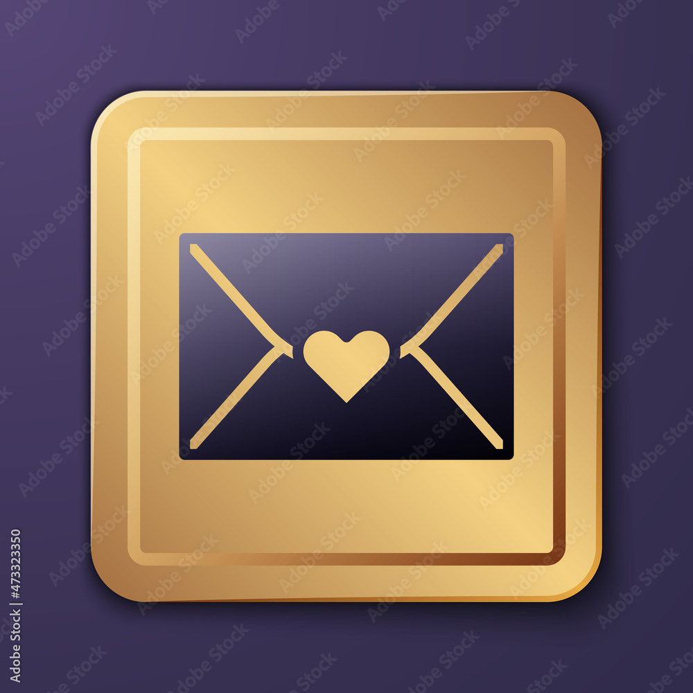 Purple Envelope with Valentine heart icon isolated on purple background. Message love. Letter love a