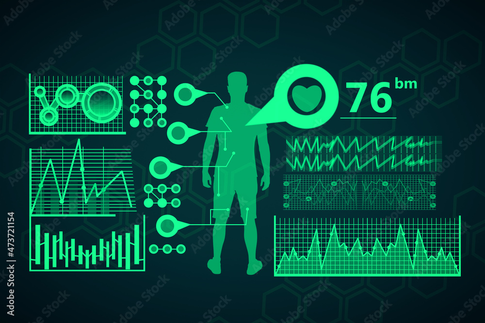 深色背景下的创意医疗界面。在线医疗保健概念。3D渲染。