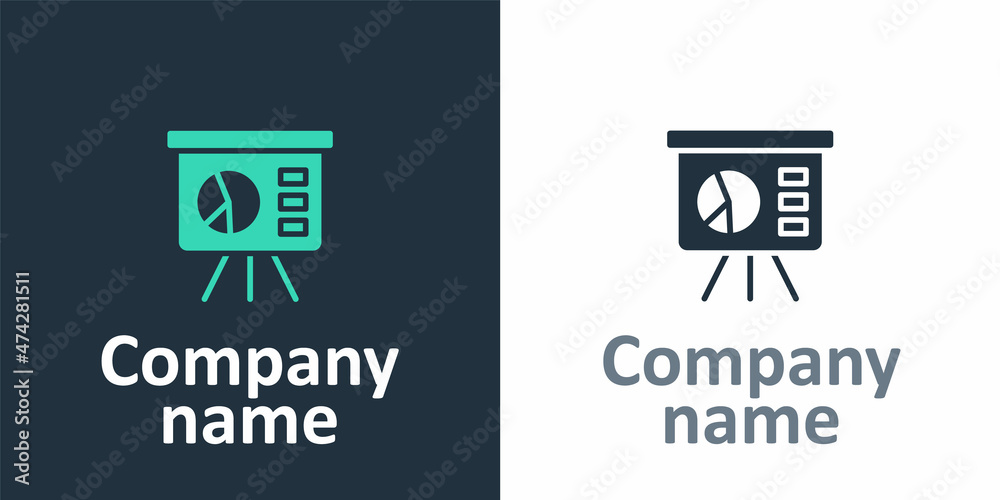 Logotype Presentation financial business board with graph, schedule, chart, diagram, infographic, pi