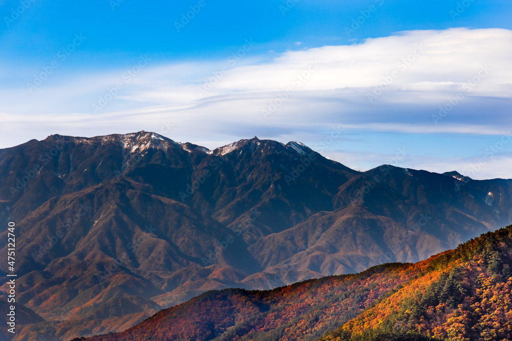 綺麗な山と紅葉した木