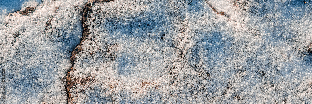 美丽的冬季背景，雪地。天然的雪纹理。