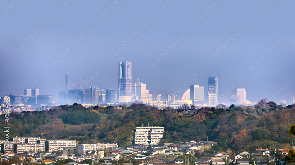 鎌倉の山から見える横浜の町並み