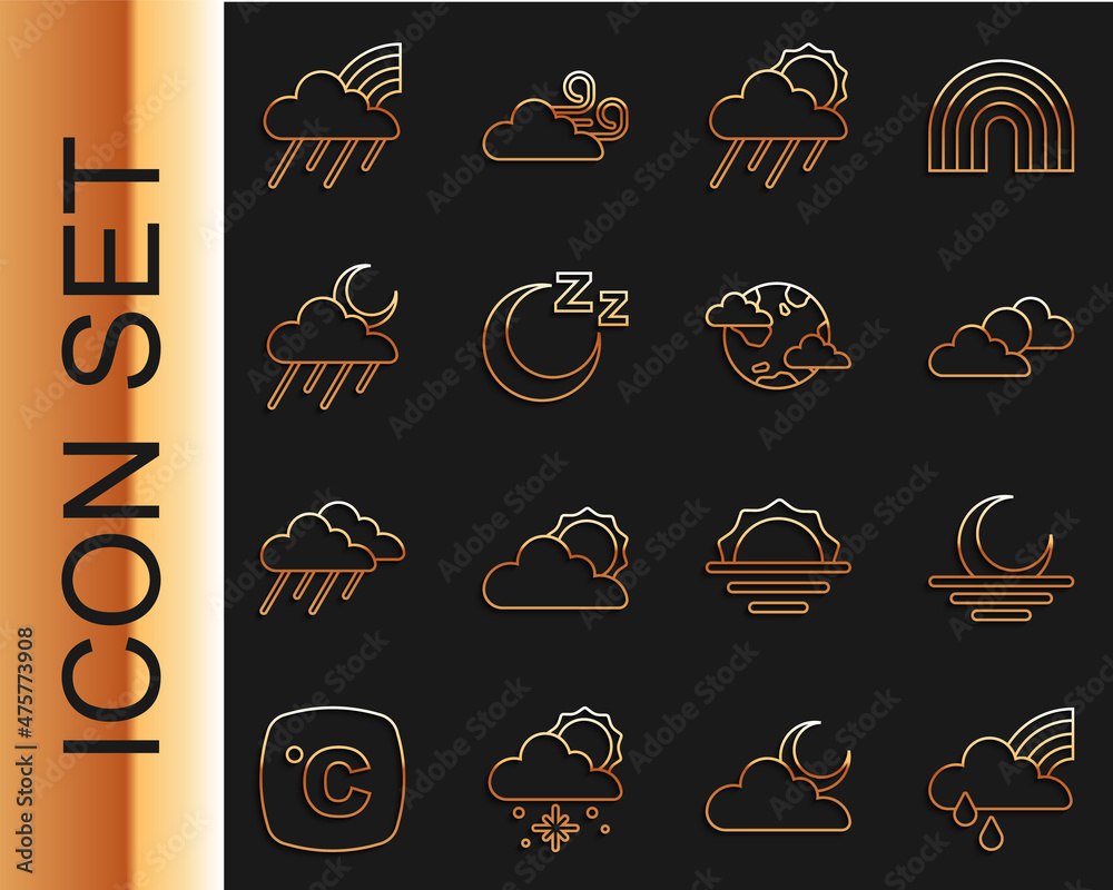 设定彩虹与云和雨、日落、天气、云太阳、睡觉时间、月亮和地球的关系