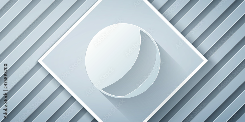 Paper cut Beach ball icon isolated on grey background. Children toy. Paper art style. Vector