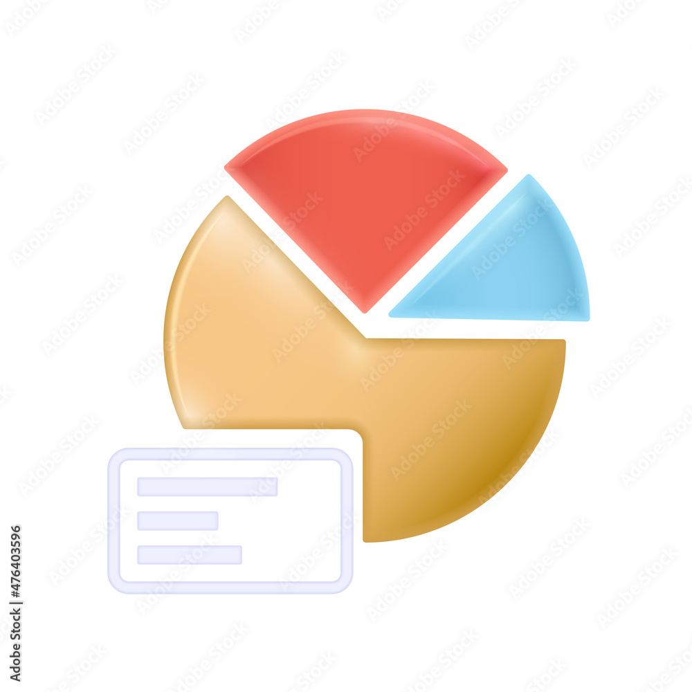 3d pie chart, isolated on a white background. Colorful business chart. Vector illustration