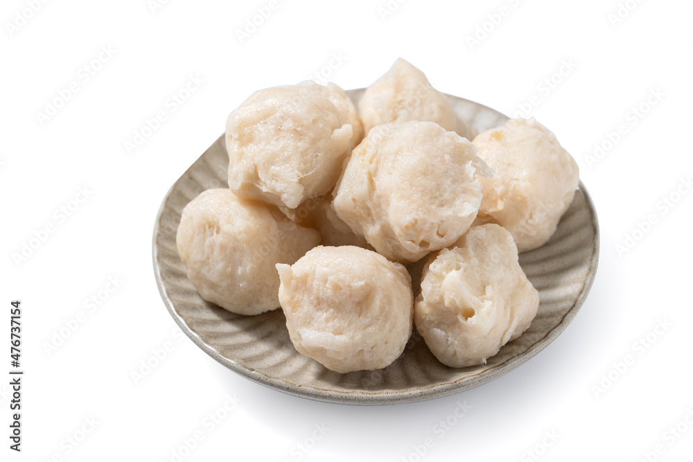 Fresh cuttlefish ball isolated on white background.