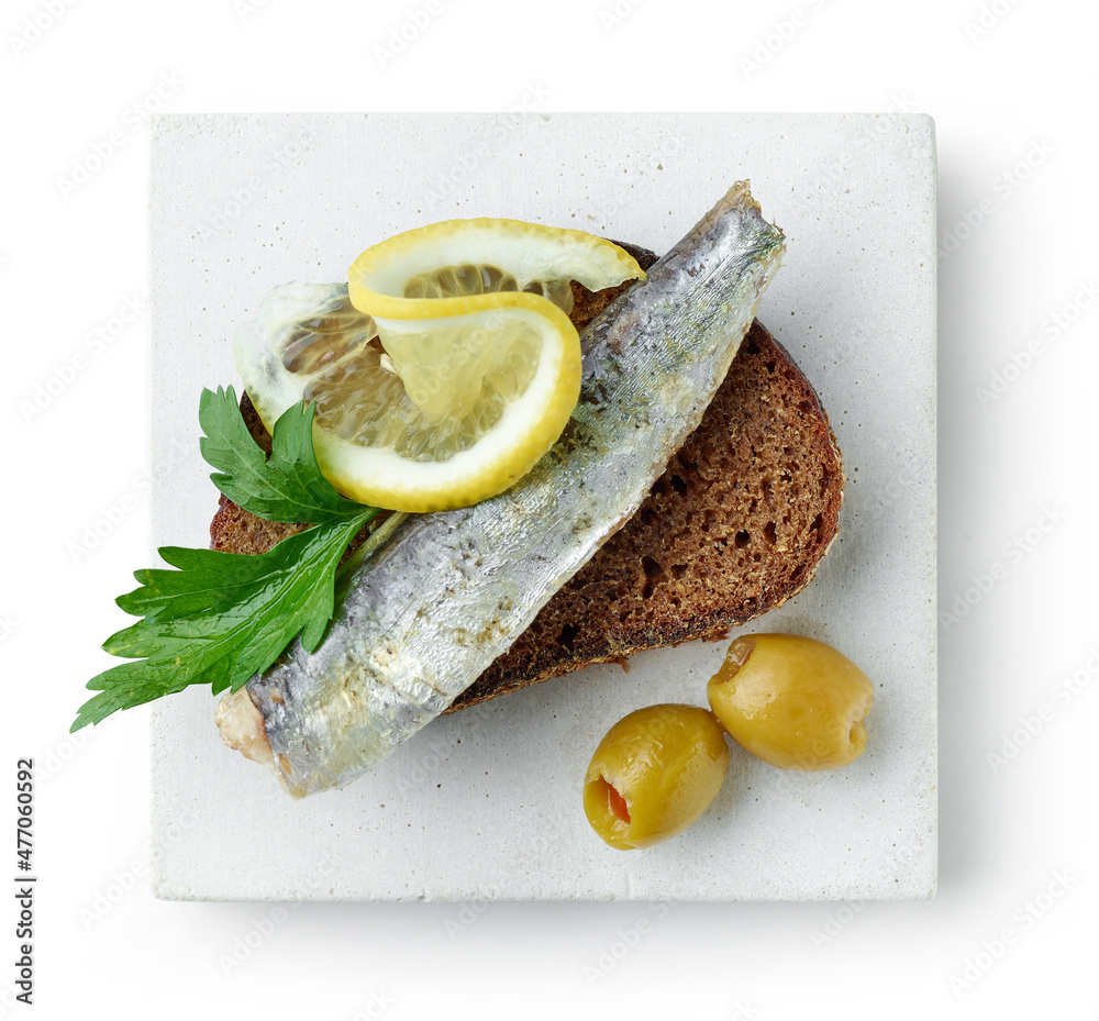 plate of sandwich with canned sardine