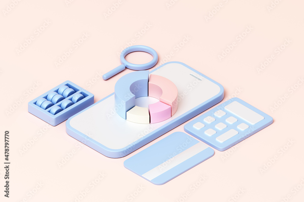 3D rendering of financial theme concept illustration