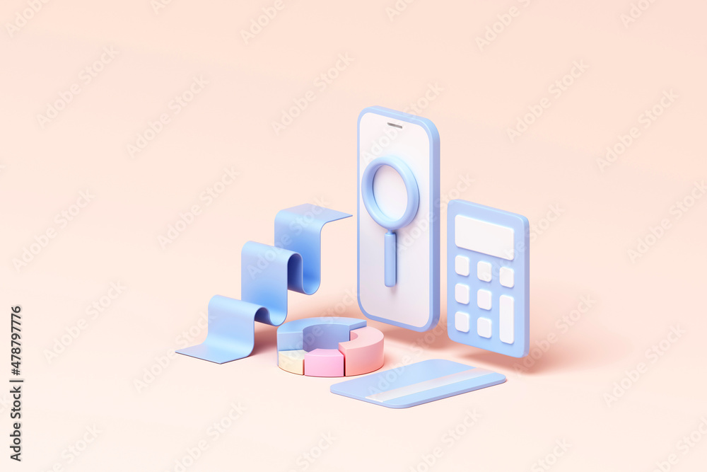 3D rendering of financial theme concept illustration