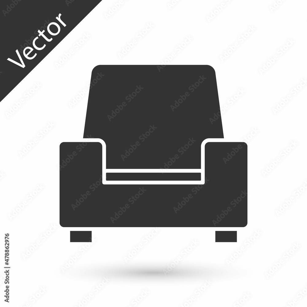 Grey Armchair icon isolated on white background. Vector