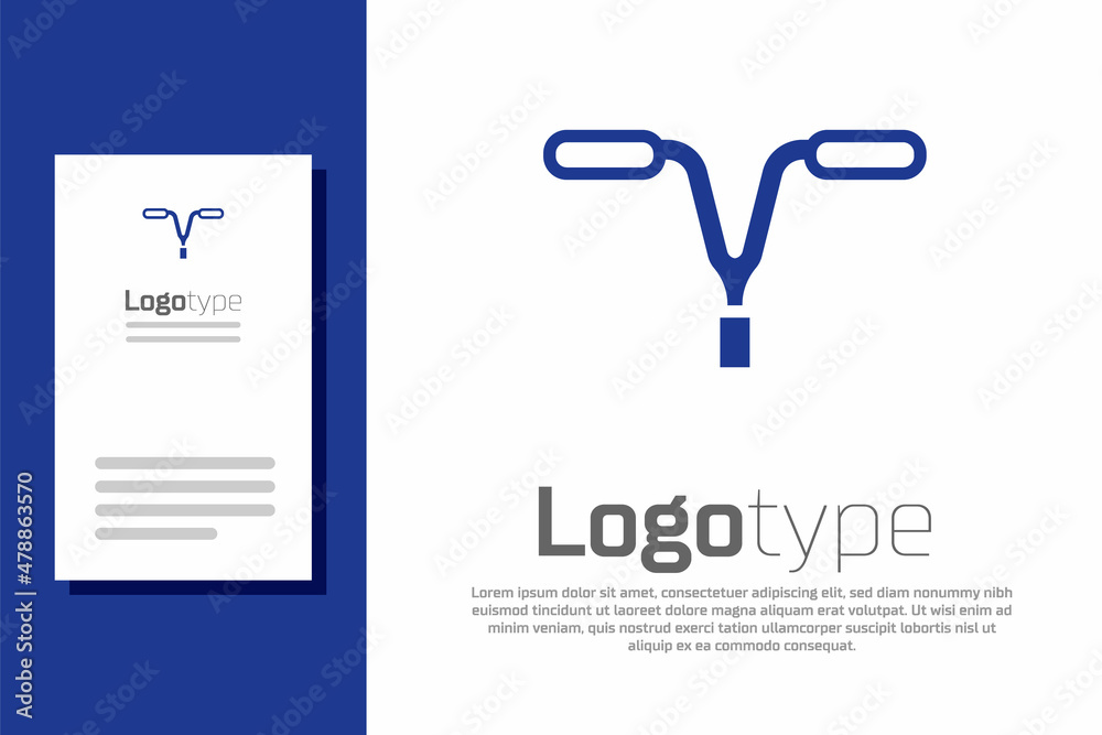 白色背景上的蓝色自行车把手图标。徽标设计模板元素。矢量