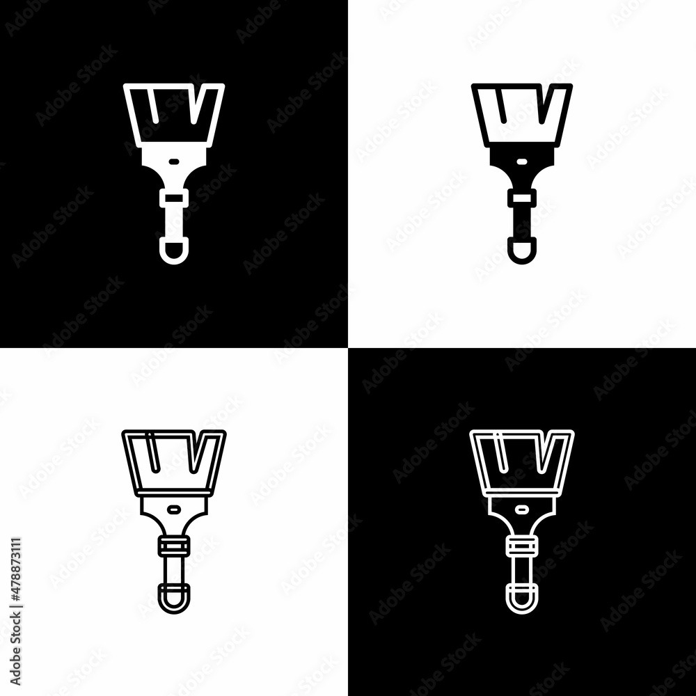 Set Paint brush icon isolated on black and white background. Vector