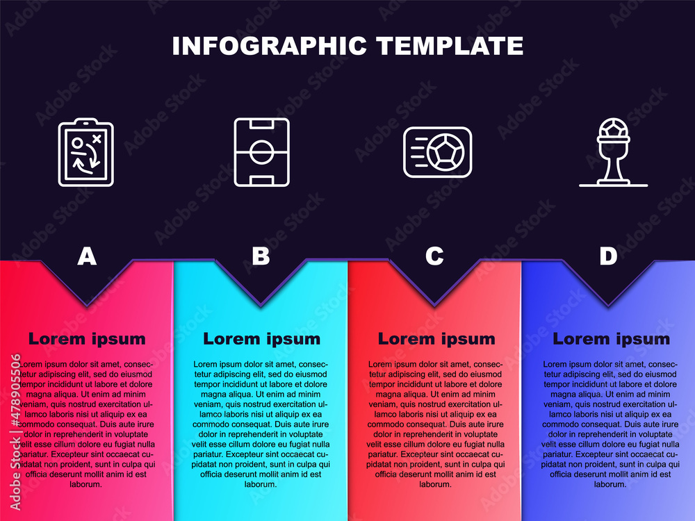 足球场、足球赛和颁奖杯等设置线规划战略概念。商业信息