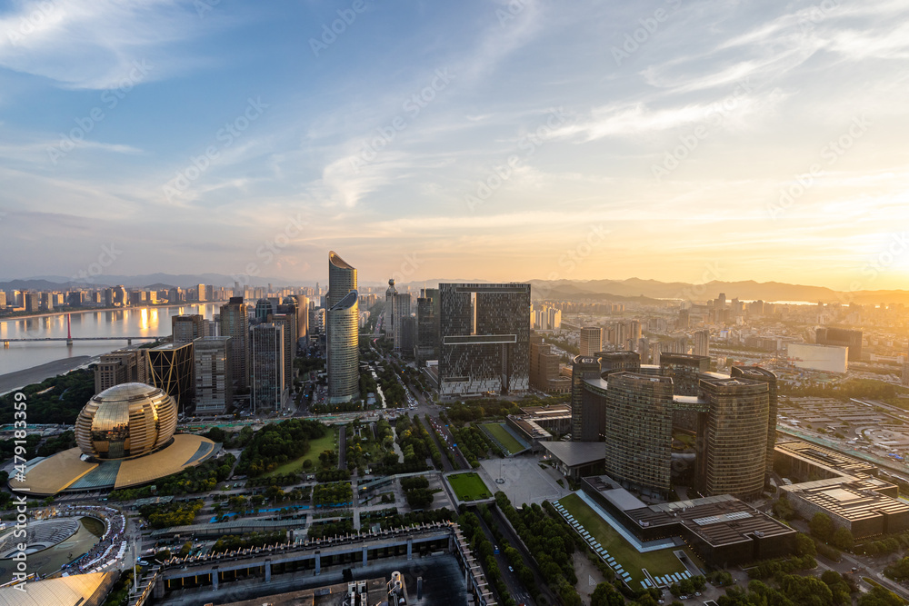 中国杭州的城市天际线