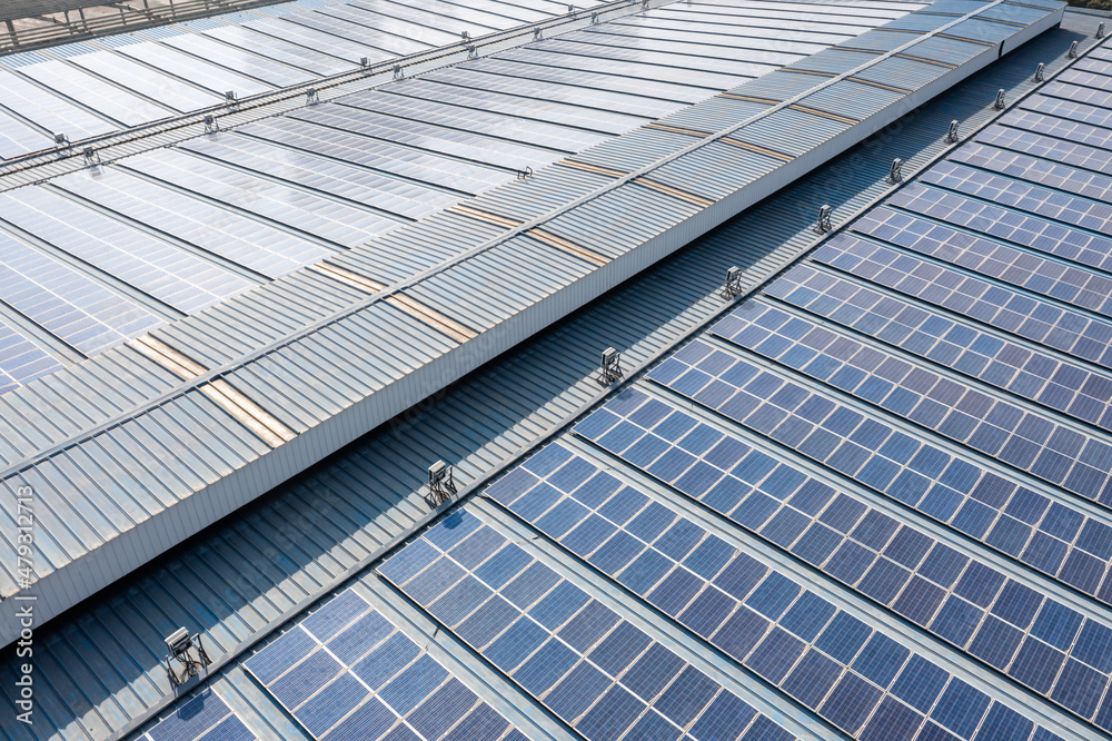 solar power station on factory rooftop